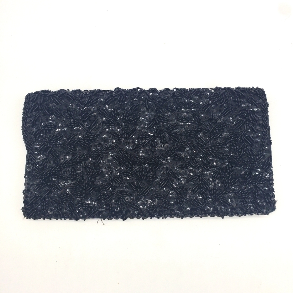 Vintage La Regale Ltd Glass Beaded Cocktail Clutch Wallet Purse Black